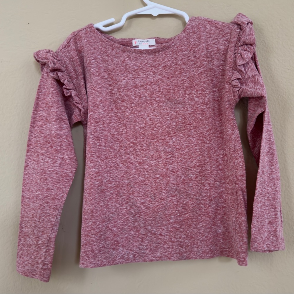 Crewcuts Pink Ruffled Long Sleeve Tee